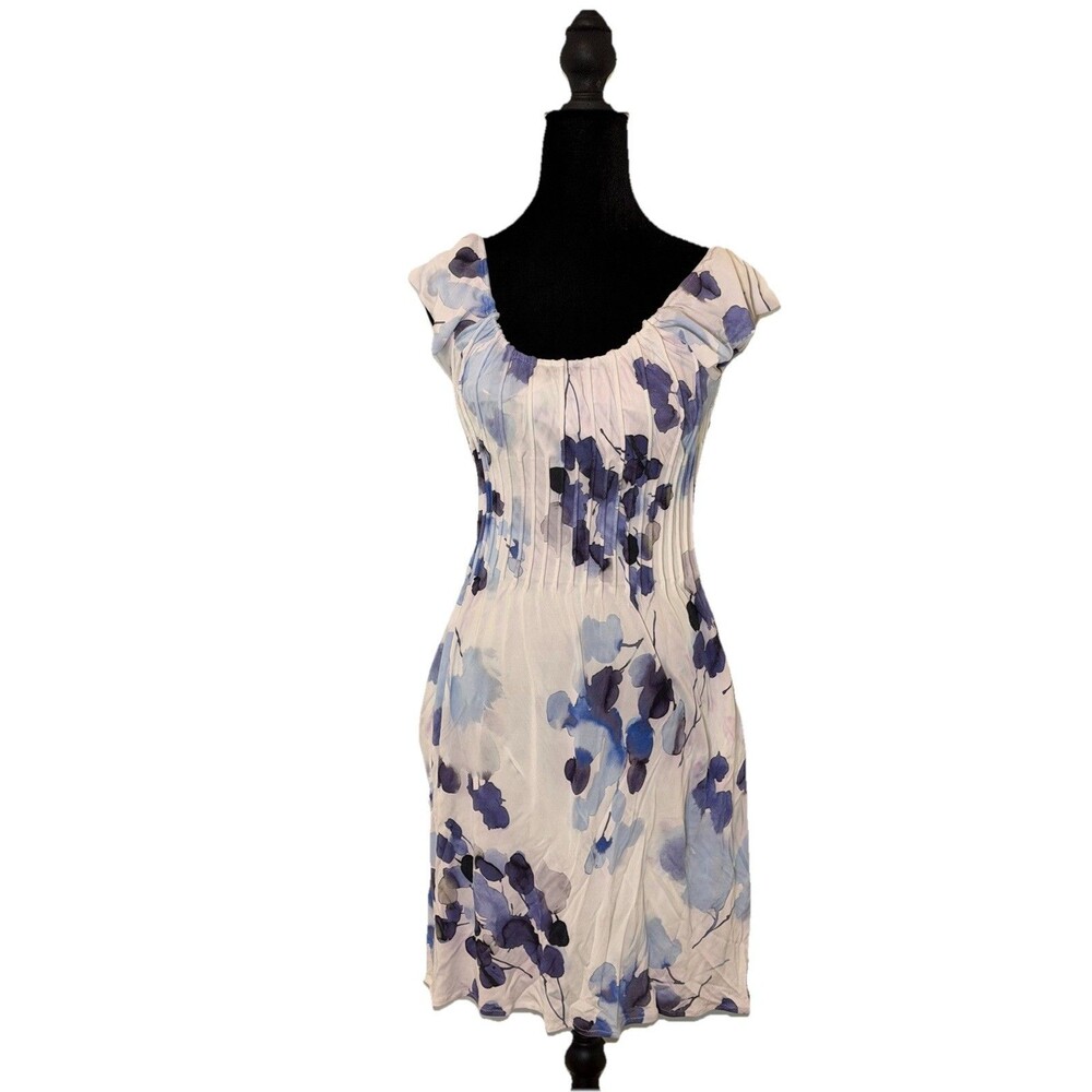 Moschino Cheap and Chic Floral Ribbed Romantic Watercolor Cap Sleeve Dress St 8